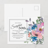 Carte Postale Aquarelle rose violet 50e anniversaire Floral (Devant / Derrière)