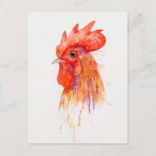 Carte Postale Aquarelle Roster Portrait Golden