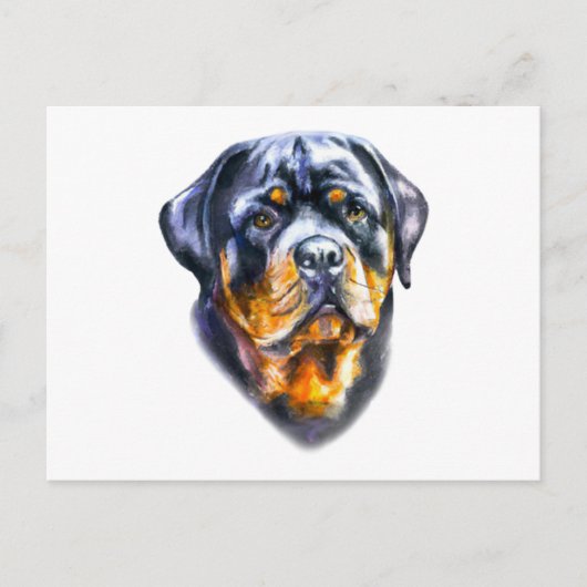 Carte Postale Aquarelle Rottweiler (Devant)