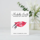 Carte Postale Aquarelle rouge lèvres et marque de maquillage rou (Debout devant)