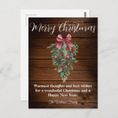 Carte Postale aquarelle rustique de la ferme de bois noël arbre (Devant / Derrière)