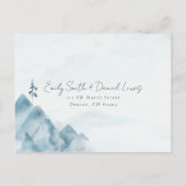 Carte Postale Aquarelle Rustique Dusty Blue Wedding RSVP (Dos)