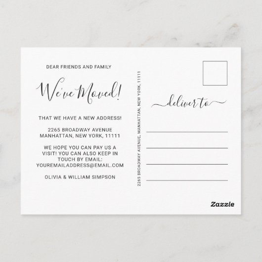 Carte Postale Aquarelle rustique Faire-part de déplacement Succu (Dos)