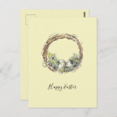 Carte Postale Aquarelle Rustique Grapevine & Nid d'Oeufs Pâques (Devant / Derrière)