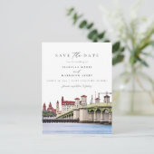 Carte Postale Aquarelle Saint Augustine Floride Skyline Beach (Debout devant)