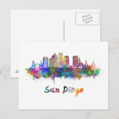 Carte Postale Aquarelle San Diego V2 en aquarelle (Devant / Derrière)