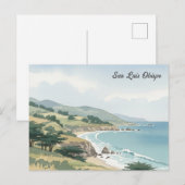 Carte Postale Aquarelle San Luis Obispo California (Devant / Derrière)
