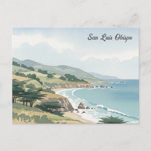 Carte Postale Aquarelle San Luis Obispo California (Devant)