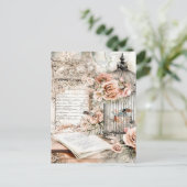 Carte Postale Aquarelle Shabby Chic Bird Cage (Debout devant)