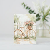 Carte Postale Aquarelle Shabby Chic Vélo (Debout devant)