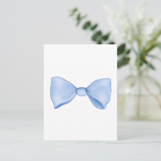 Carte Postale Aquarelle simple Bébé Bleu Bow (Debout devant)