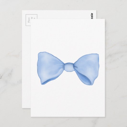 Carte Postale Aquarelle simple Bébé Bleu Bow (Devant / Derrière)