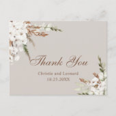 Carte Postale Aquarelle simple Elegant Mariage Boho Merci (Devant)