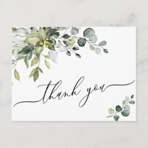 Carte Postale Aquarelle simple et élégante Merci Eucalyptus