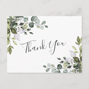 Carte Postale Aquarelle simple et élégante Merci Eucalyptus