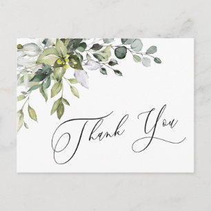 Carte Postale Aquarelle simple et élégante Merci Eucalyptus
