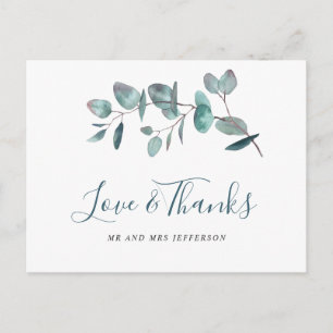 Carte Postale Aquarelle simple et élégante Merci Eucalyptus