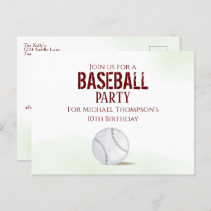 Carte Postale Aquarelle simple moderne Anniversaire Cute Basebal