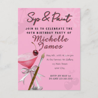 Carte Postale Aquarelle Sip & Peinture Art Anniversaire