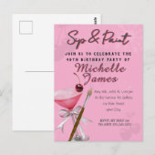 Carte Postale Aquarelle Sip & Peinture Art Anniversaire (Devant / Derrière)