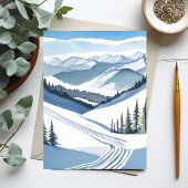 Carte Postale Aquarelle Ski Mountain