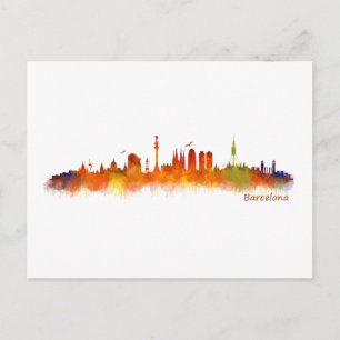 Carte Postale Aquarelle Skyline de Barcelone v02