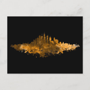 Carte Postale Aquarelle Skyline de Chicago en orange