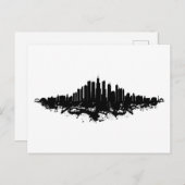Carte Postale Aquarelle Skyline de Chicago noir et blanc (Devant / Derrière)