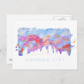 Carte Postale Aquarelle Skyline de Kansas City (Devant / Derrière)