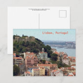 Carte Postale Aquarelle Skyline Lisbonne Portugal (Devant / Derrière)