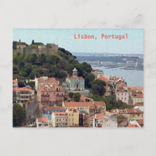 Carte Postale Aquarelle Skyline Lisbonne Portugal
