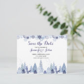 Carte Postale Aquarelle Snowflakes Mariage d'hiver Enregistrer l (Debout devant)