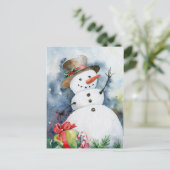 Carte Postale Aquarelle Snowman (Debout devant)