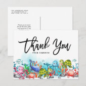 Carte Postale Aquarelle sous le thème de la mer Anniversaire Mer (Devant / Derrière)