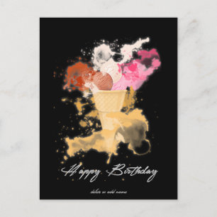 Carte Postale Aquarelle Splatter Anniversaire Glace