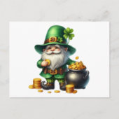 Carte Postale Aquarelle St Patrick Leprechaun Pot D'Or (Devant)