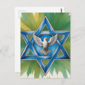Carte Postale Aquarelle Star of David and Peace Dove (Devant / Derrière)