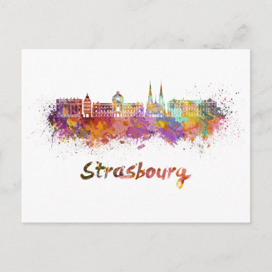 Carte Postale Aquarelle Strasbourg (Devant)