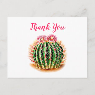 Carte Postale Aquarelle Succulent Merci Floral Cactus