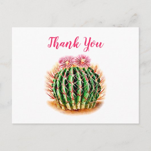 Carte Postale Aquarelle Succulent Merci Floral Cactus (Devant)