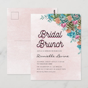 Carte Postale Aquarelle Succulents Baby shower d'été Bienvenue