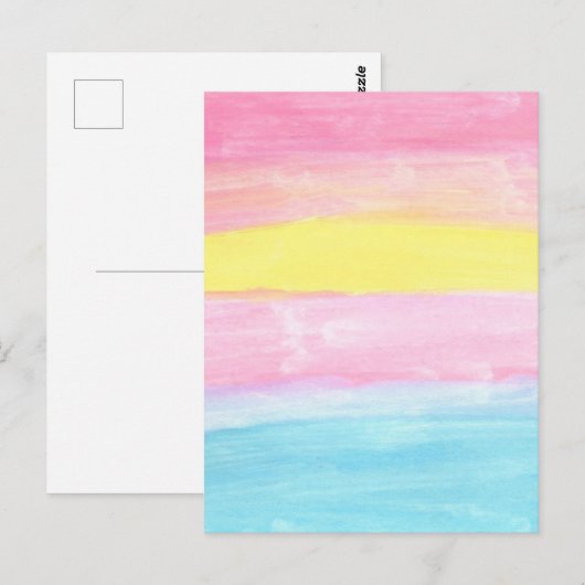 Carte Postale Aquarelle Sunset Horizon Abstraite (Devant / Derrière)