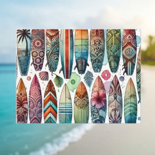 Carte Postale Aquarelle Surboards
