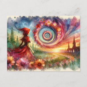 Carte Postale Aquarelle Surreal Floral Portal