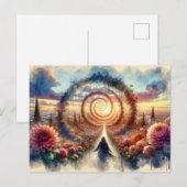 Carte Postale Aquarelle Surreal Floral Portal (Devant / Derrière)