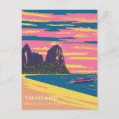Carte Postale Aquarelle Thaïlande Beach Travel Art Déco (Devant)