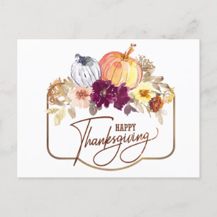 Carte Postale Aquarelle Thanksgiving Floral Inspiration