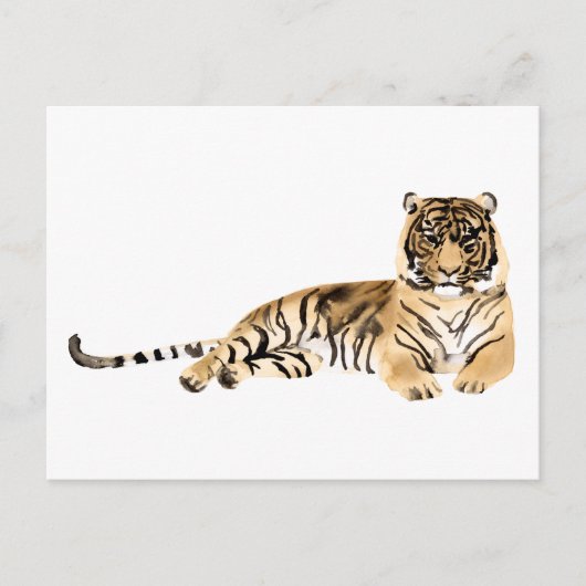 Carte Postale Aquarelle Tiger Repose (Devant)