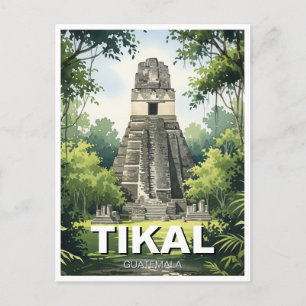 Carte Postale Aquarelle Tikal Guatemala