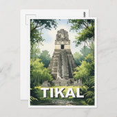 Carte Postale Aquarelle Tikal Guatemala (Devant / Derrière)